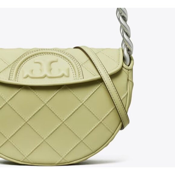NEW WITH TAGS!!! AUTHENTIC Tory Burch Olive Fleming Crescent Shoulder Bag - Picture 3 of 8